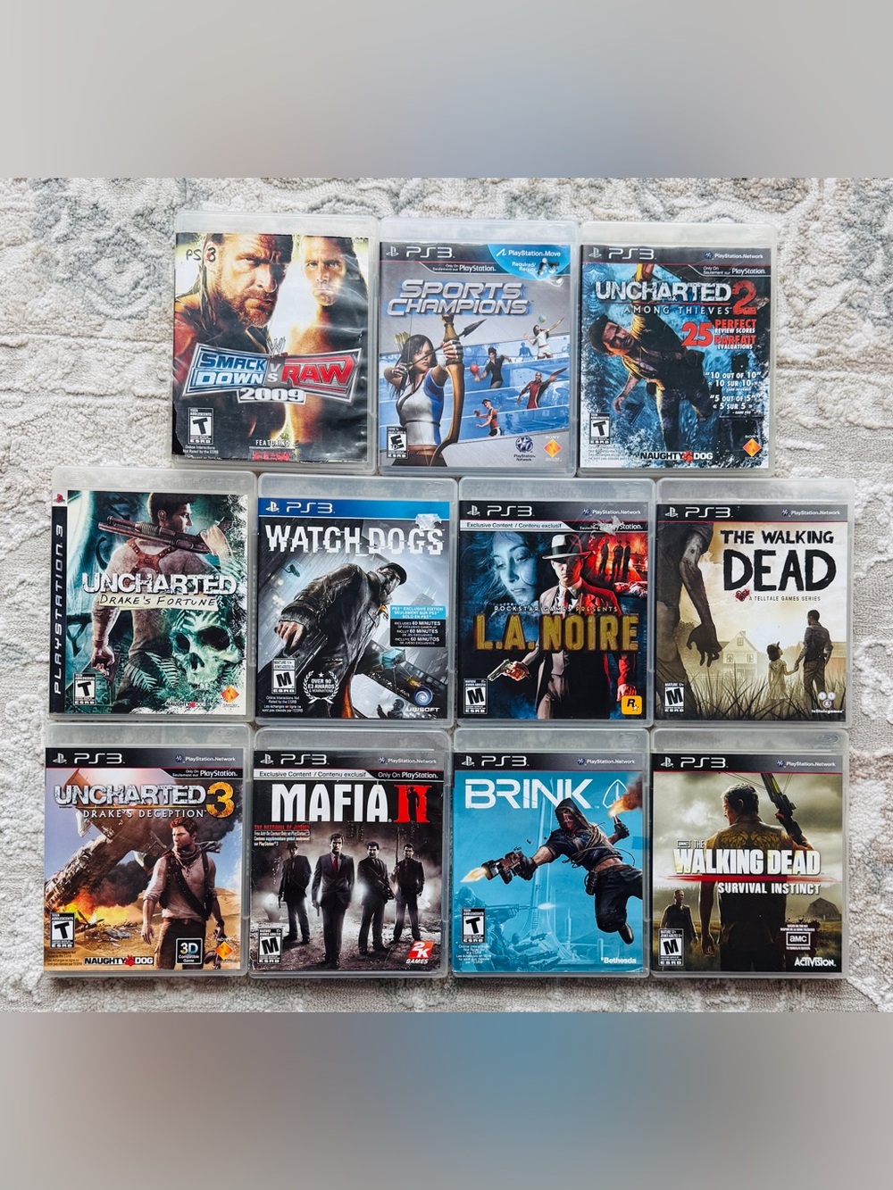 PS3 Game Lot 11 Bundle: Uncharted Trilogy - LA Noire - WWE